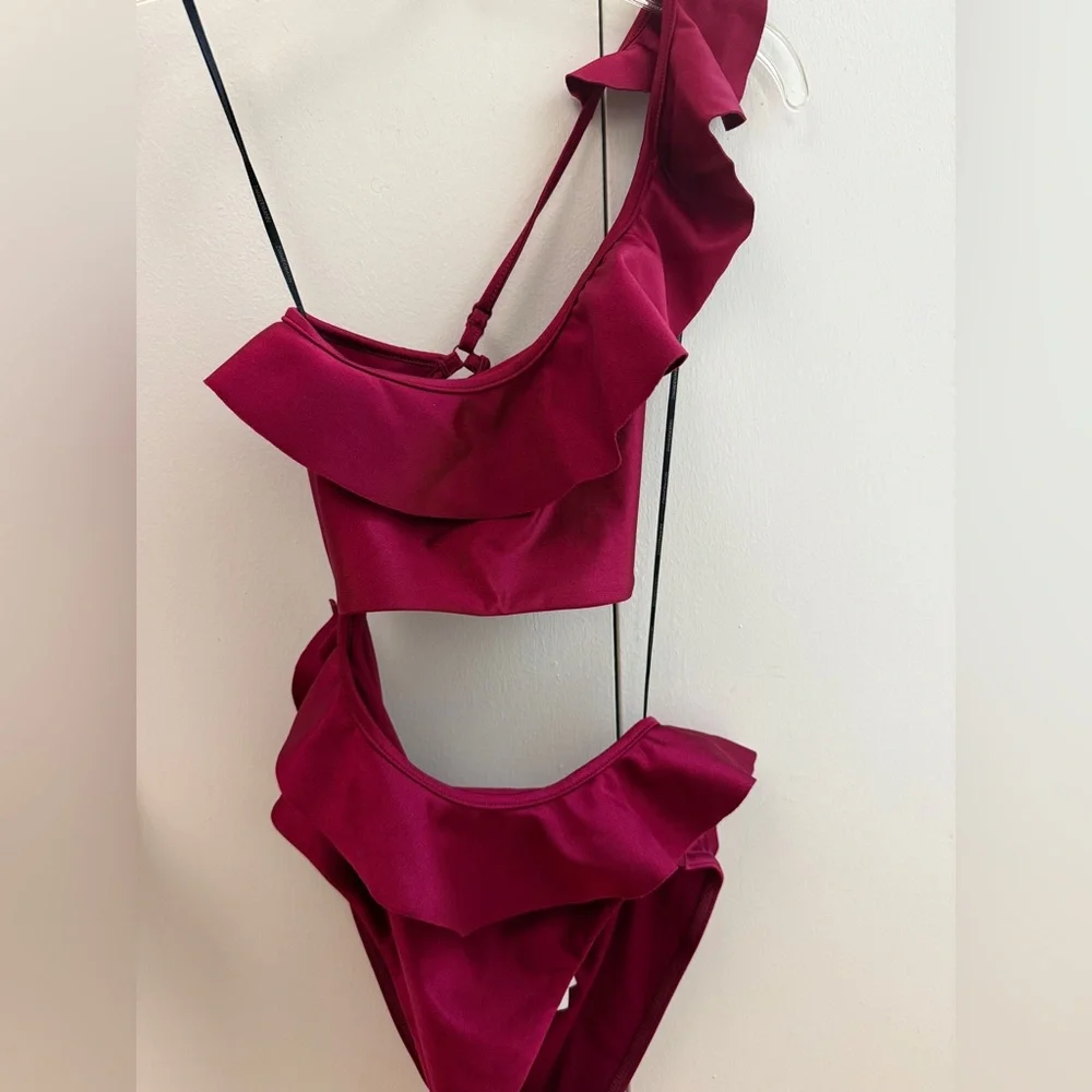 Zimmermann Deep Red Ruffled One Piece - Picture 4 of 4